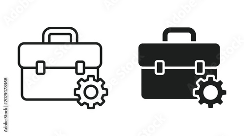 Toolkit vector icon isolated on white Black and white outline line art and solid glyph silhouette