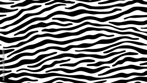 Canvas Print abstract wavy pattern seamless black and white design with organic flowing lines