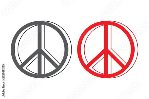 Billede på lærred Peace Sign Vector Icon set in gray and red Circular Line Style.