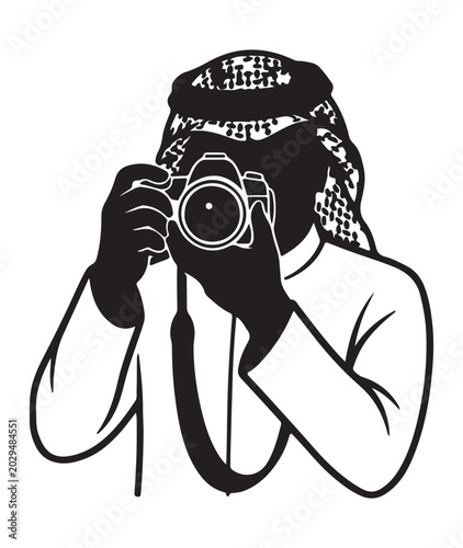  Arabic man hold camera.