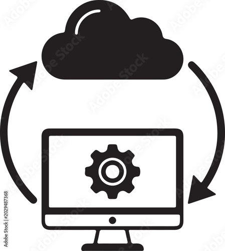 A minimalist, flat icon depicting cloud computing