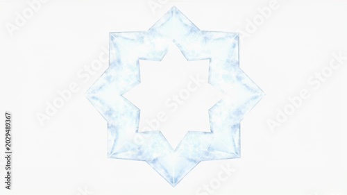 Delicate light blue geometric star shape with layered translucent points and icy glow.