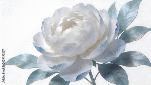White and blue peony flower