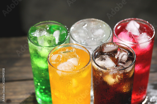 Valokuva Soft drinks and fruit juice mixed with soda high in sugar have a negative effect