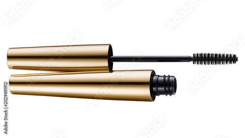 Foto Gold Mascara Tube with Black Wand and Brush
