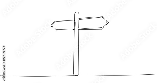 Φωτογραφία Directional sign in one line art style