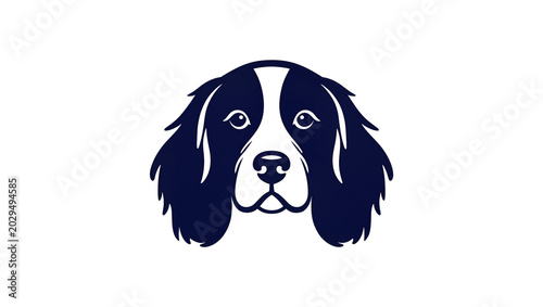 Dark blue dog face with white stripe on forehead