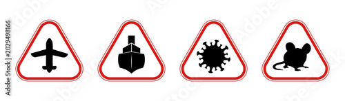 Obraz na plátne Four warning signs about hantavirus and traveling by plane and ships