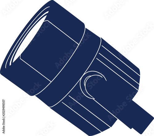 A dark blue flashlight icon with simple lines showing a portable electric light tool for camping and emergency use