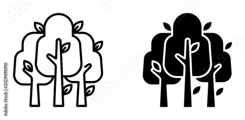 Valokuva Forest Icon Set, Nature Trees Vector Graphics, Woodland Landscape Symbols