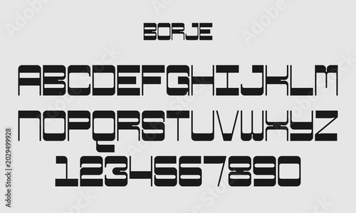 Futuristic Geometric Display Font Alphabet Bold Sci-Fi Typography Set