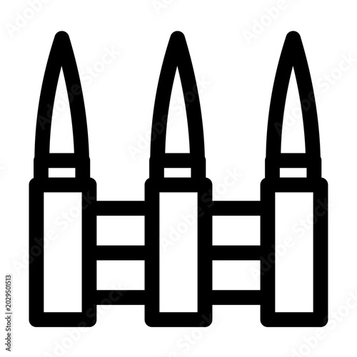 Schilderij op canvas This bold icon depicts three bullets linked together- perfect for military- war- and weapons-related projects