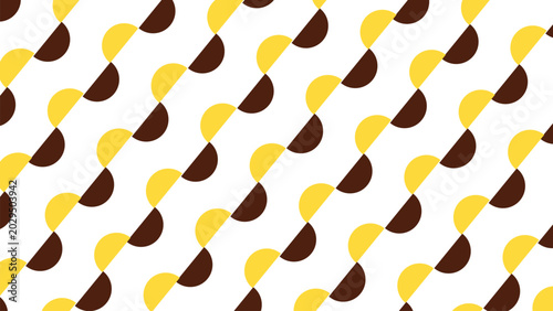   
Geometric semicircle pattern vector with alternating brown yellow diagonal design creating rhythmic symmetrical decorative background