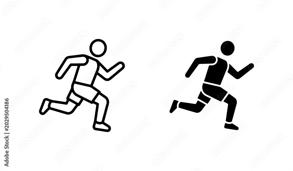 Fototapeta premium Running Man Icons, Athlete Silhouette, Sprinting Figure Vector Set