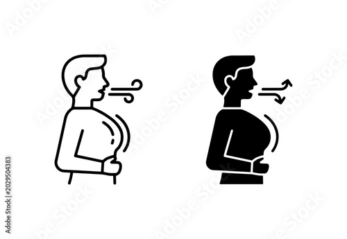 Foto Breathing Exercise Icons, Deep Breath Vector Graphics, Calm Respiration Symbols
