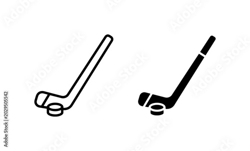 Canvas Print Hockey Stick and Puck Icons, Ice Hockey Equipment Vector Set