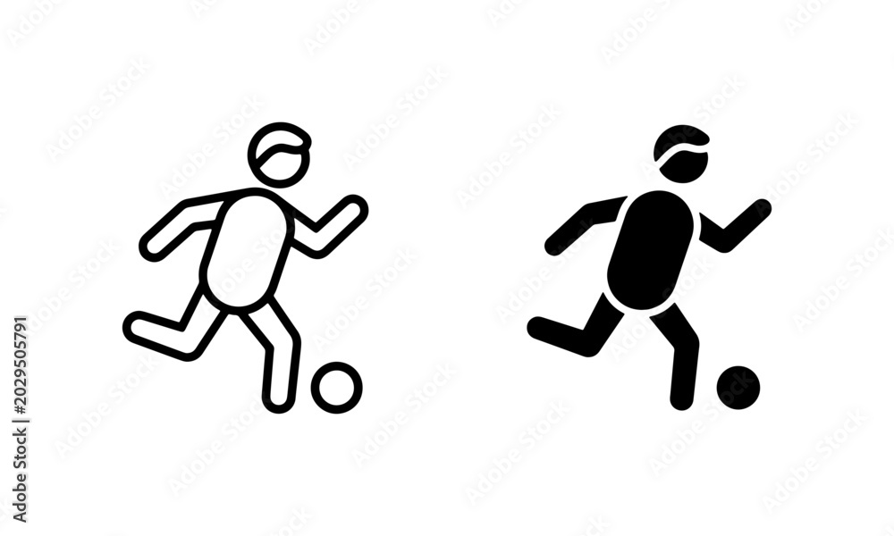 Fototapeta premium Soccer Player Icon Set, Dynamic Action Silhouette, Minimalist Football Graphics, Sports Vector Art for Digital and Print Media