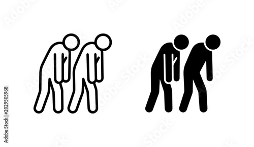Fotografia Two Figures, Weary Posture, Icon Set, Black and White, Silhouette, Human Emotion