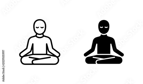 Photography Meditation Icons, Zen Figures, Calmness Symbols, Mindfulness Vector Art, Serenit