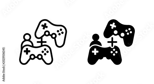 Quadro su tela Two Player Gaming Icons, Video Game Controller Symbols, Multiplayer Entertainmen