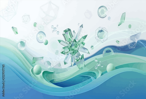 Obraz na płótnie abstract crystal formation with flowing waves 3d render