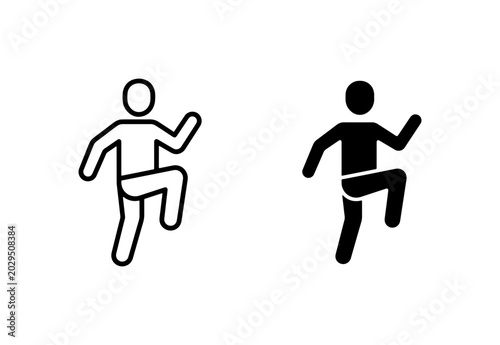 Running Man Icon Set, Silhouette and Outline Figures, Fitness and Sport Vector Graphics, Active Lifestyle Symbols, Black and White Motion Illustrations