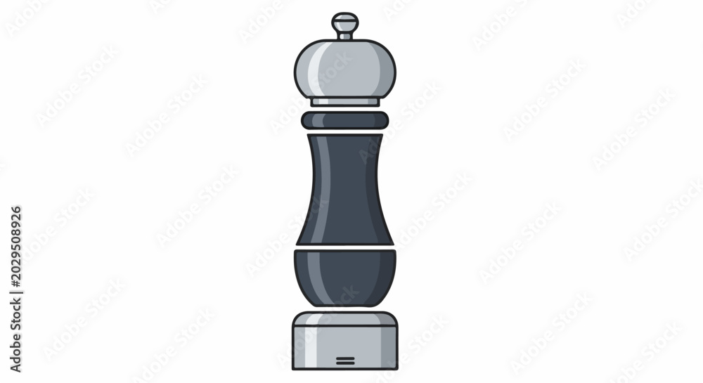Naklejka premium A modern, dark grey and silver manual pepper grinder with a rounded top