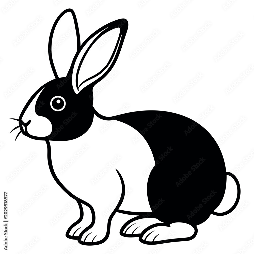 Obraz premium black-and-white-rabbit-isolated-on-white-background
