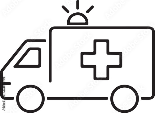 Cuadro en lienzo Minimal line ambulance icon vector isolated on white background