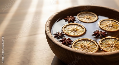 Aromatic Spa Bowl with Dried Oranges and Star Anise.