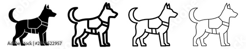 Bild auf Leinwand Set of icons of a service dog, symbol of security and search