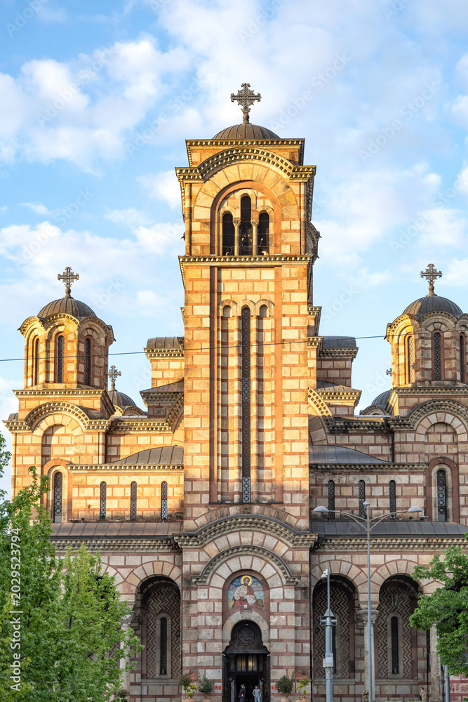 Obraz premium The Church of Saint Mark, known as Crkva Svetog Marka, in Belgrade, Serbia. This religious landmark for the Orthodox faith is a major tourist site in the Serbian capital. Serbia.