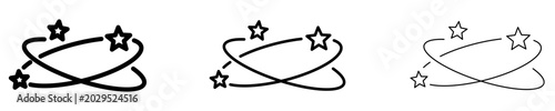 Obraz na plátně Line icons of spinning stars in a circle, symbolizing dizziness, disorientation, or impact