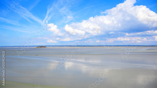 Konstfotografi Tombelaine island rock in Mont Saint-Michel Bay, Normandy, France, Europe
