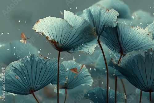 Nature inspired blending water road and light. Generative AI