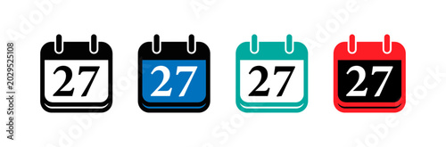 Fényképezés Set of colorful calendar date icons for the twenty seventh day