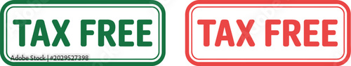 Photos Tax free stamp set, green and red rectangular stamp icons for discount exemption approval marking and commerce packaging design