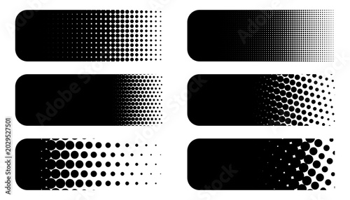 Halftone gradient horizontal banners set vector template