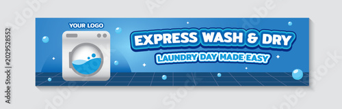 Konstfotografi Modern laundry service business banner templates set in blue color