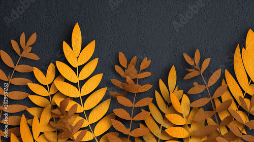 Autumn Leaves on Dark Background