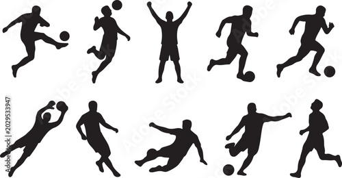 Konstfotografi Black silhouettes of soccer players in various actions