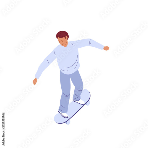 Young man skateboarding. Vector illustration for extreme sports, urban lifestyle, skatepark promotion, action sports branding.