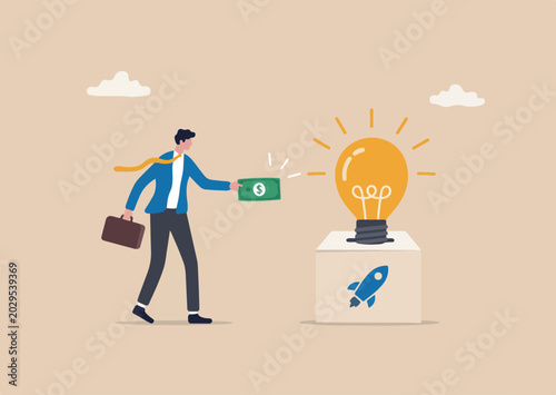 фотографія Funding startup idea, fundraising start business, investor, venture capital or V