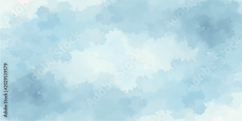 Tableau sur toile Soft watercolor background with multiple layers of blue clouds and white space a