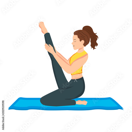 Boat Pose Yoga Exercise Flat Vector Illustration
