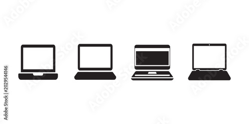 Laptop icon set silhouette vector illustration