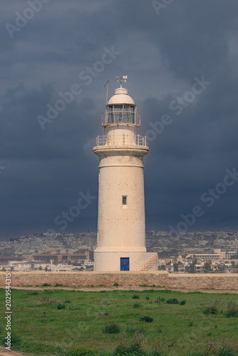 Paphos Lighthouse under Stormy Sky, Cyprus