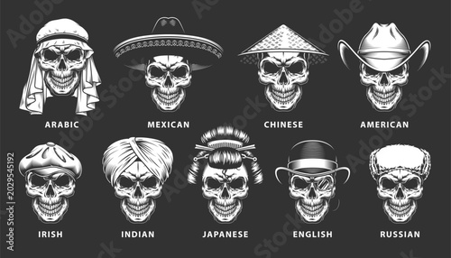 Fotografía Skulls wearing various hats