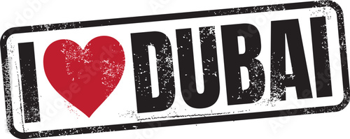 I Love Dubai Vector Rubber Stamp