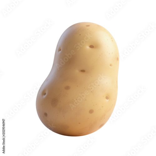 Potato Wonder: A single, perfectly shaped potato, showcasing its smooth, light brown skin dotted with subtle eyes, stands ready to become a culinary masterpiece.